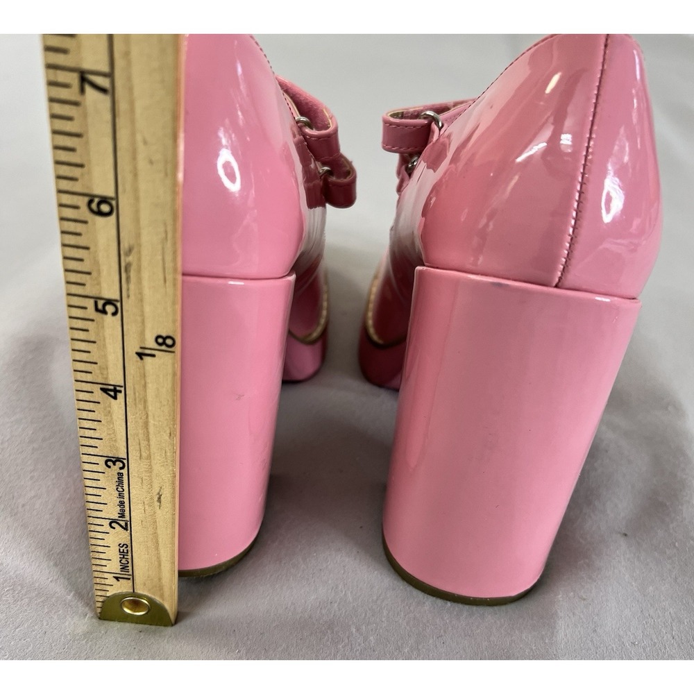 STEVE MADDEN Platform Twice Patent Babydoll Mary Jane Chunky Square Heel Sz 6.5 - Picture 13 of 15